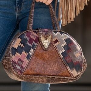 Vintage Southwestern Western Tribal Boho Cowgirl Ranch Rodeo Leather Handbag